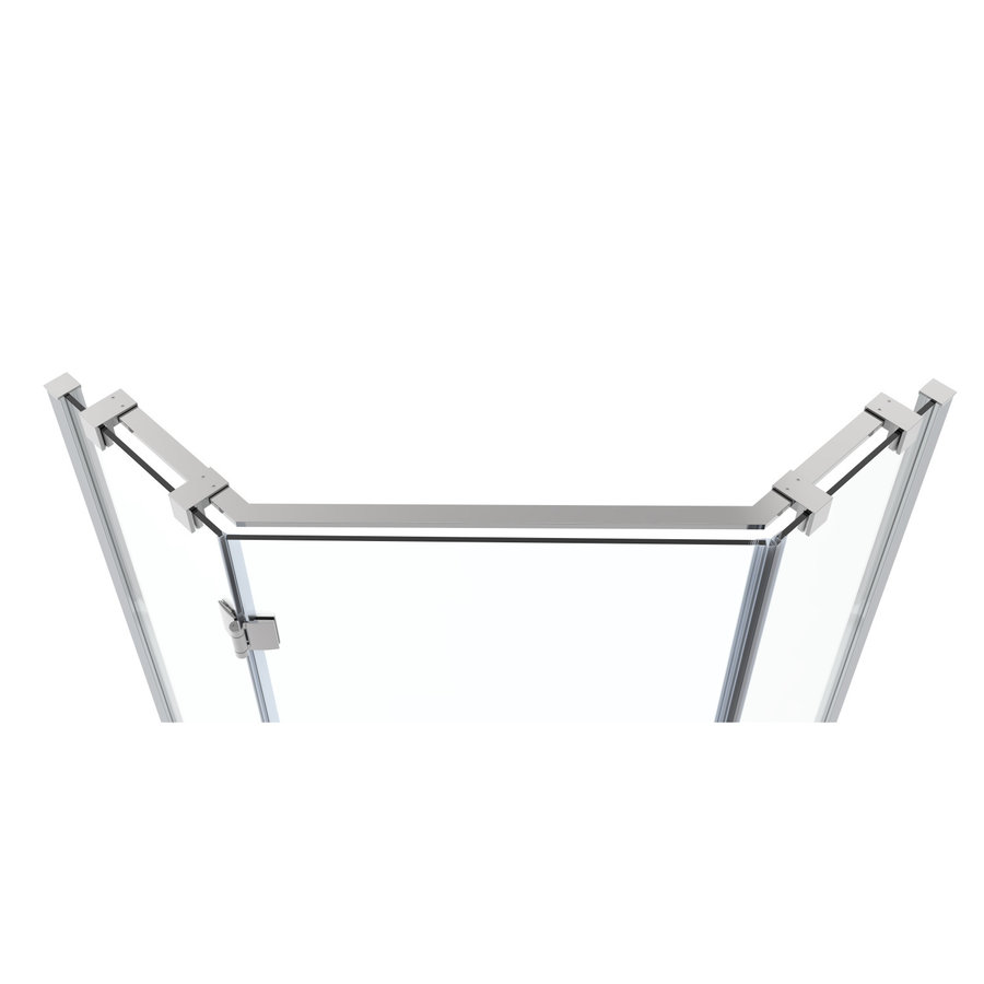 Douchecabine Van Rijn ST05 Vijfhoek Met Standaard Deur 100x200 cm 8 mm Helder Glas Chroom