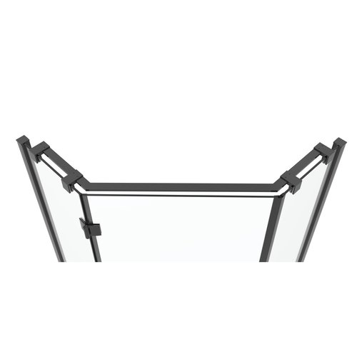 Douchecabine Van Rijn ST05 Vijfhoek Met Standaard Deur 100x200 cm 8 mm Helder Glas Zwart 