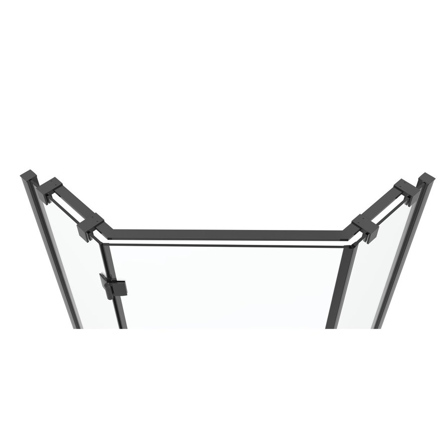 Douchecabine Van Rijn ST05 Vijfhoek Met Standaard Deur 100x200 cm 8 mm Helder Glas Zwart