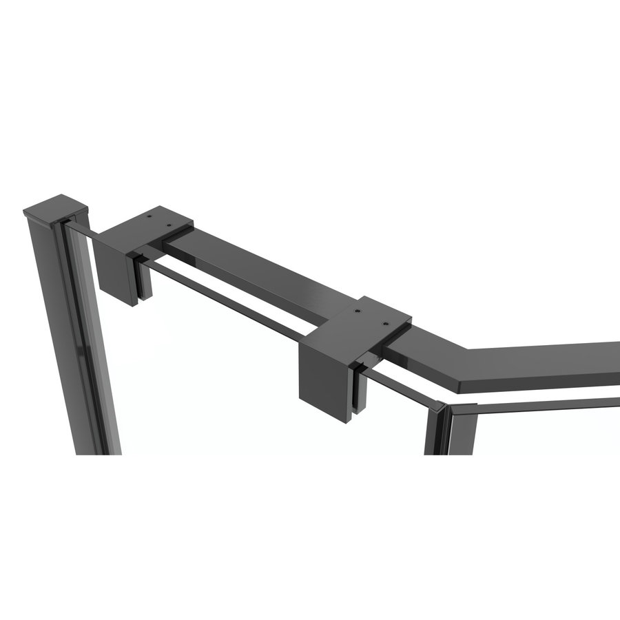 Douchecabine Van Rijn ST05 Vijfhoek 90x200 cm 8 mm Helder Glas Aluminium Zwart