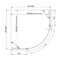 Douchecabine Van Rijn ST05 Kwartrond Aluminium 90x200 cm 8 mm Helder Glas Chroom