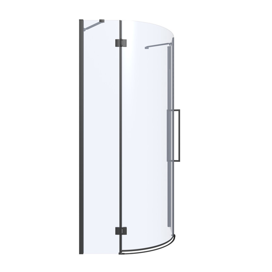 Douchecabine Van Rijn ST05 Kwartrond Aluminium 90x200 cm 8 mm Helder Glas Zwart