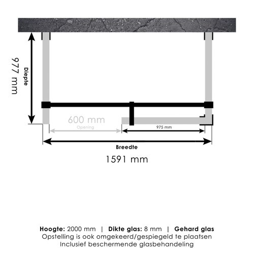 Inloopdouche Compleet XL Just Creating Profielloos 100x160 cm Goud 