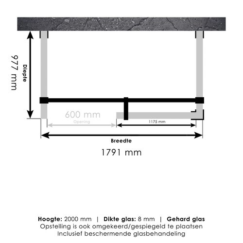 Inloopdouche Compleet XL Just Creating Profielloos 100x180 cm Goud 