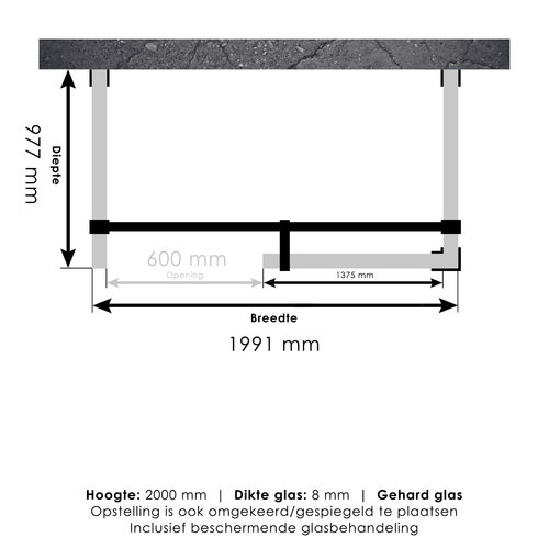 Inloopdouche Compleet XL Just Creating Profielloos 100x200 cm Goud 