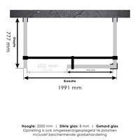 Inloopdouche Compleet XL Just Creating Profielloos 80x200 cm Goud