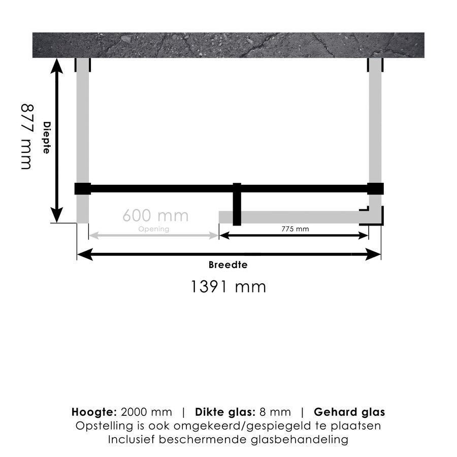 Inloopdouche Compleet XL Just Creating Profielloos 90x140 cm Goud