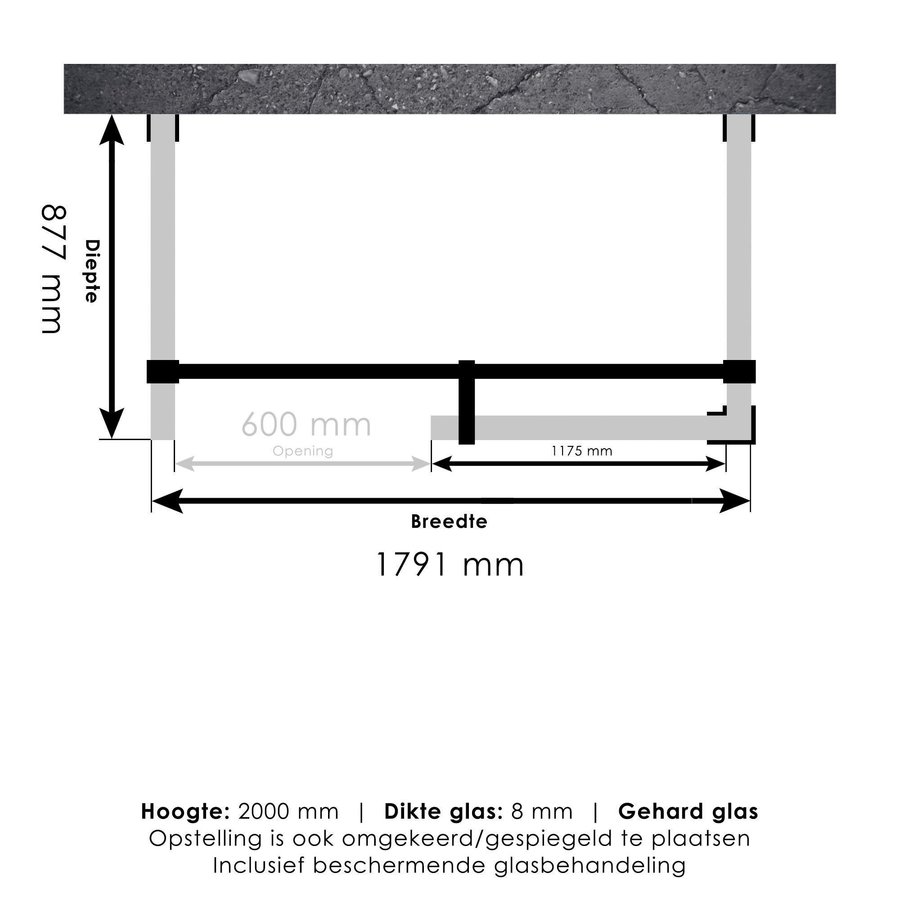 Inloopdouche Compleet XL Just Creating Profielloos 90x180 cm Goud