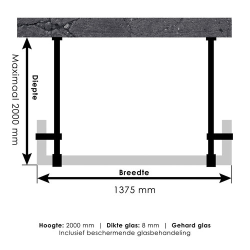 Doorloopdouche Compleet Just Creating Profielloos 140x200 cm 140/50/50 Goud 