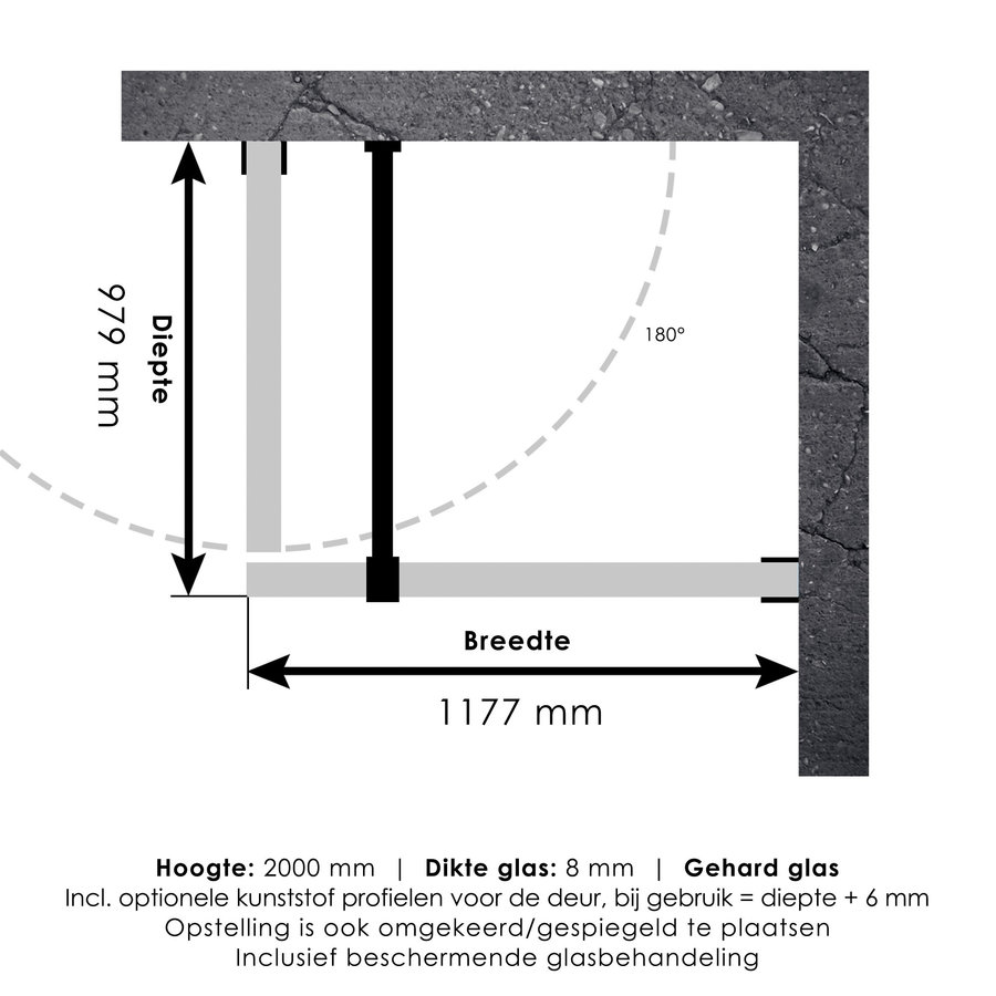 Douchecabine Compleet Just Creating 2-Delig Profielloos 120x100 cm Goud