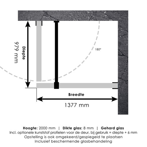Douchecabine Compleet Just Creating 2-Delig Profielloos 140x100 cm Goud 