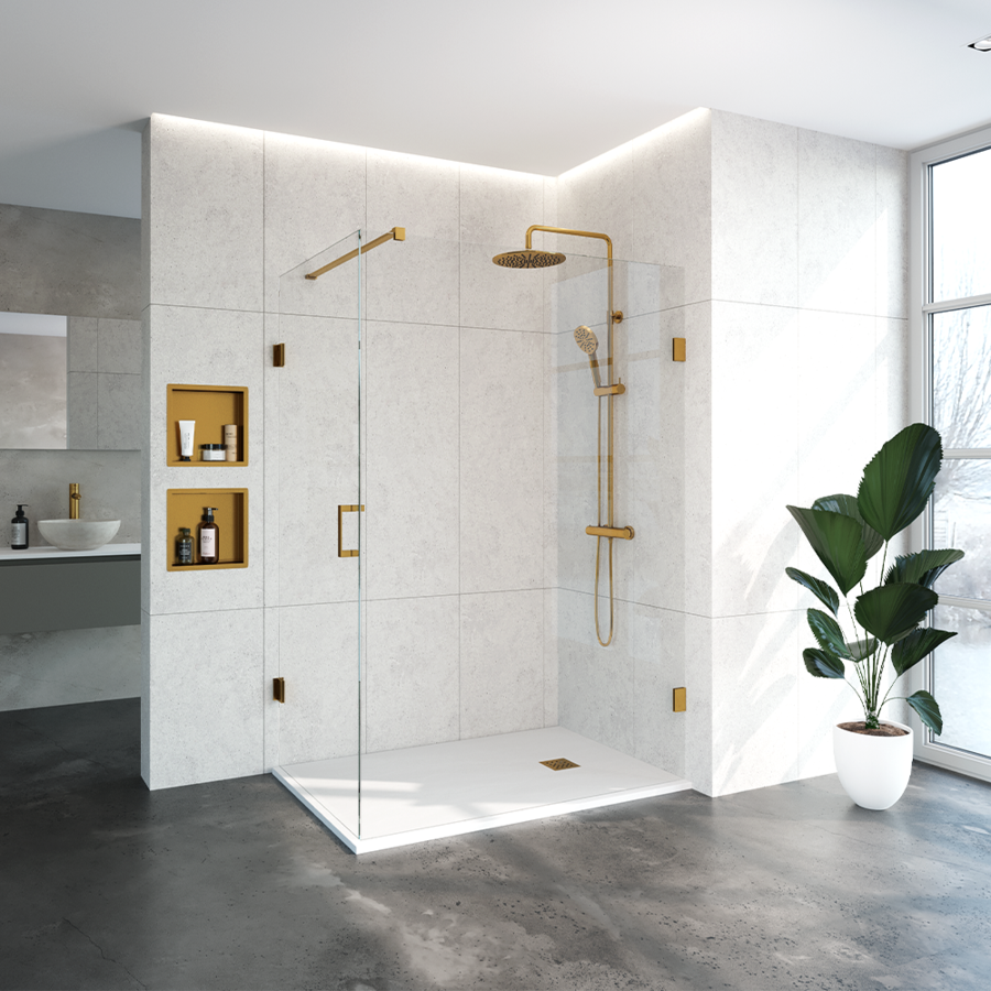 Douchecabine Compleet Just Creating 2-Delig Profielloos 140x90 cm Goud