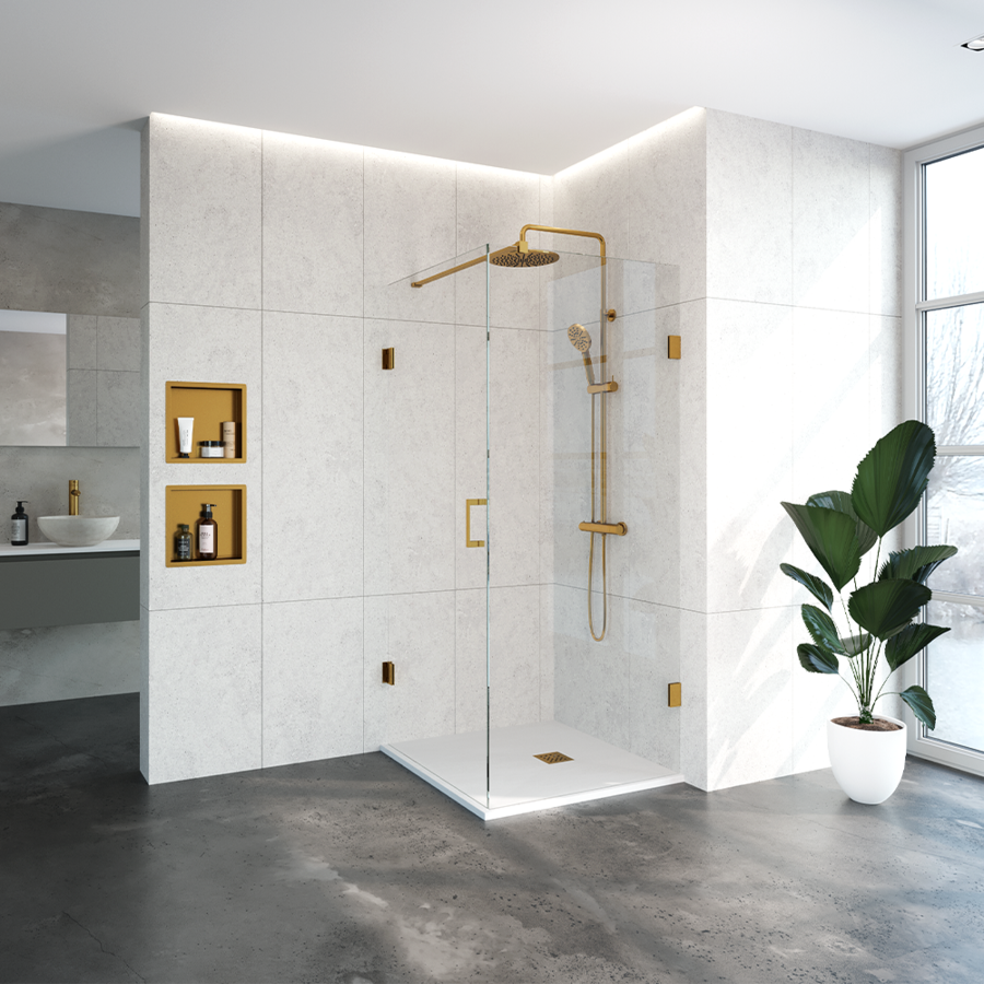 Douchecabine Compleet Just Creating 2-Delig Profielloos 90x90 cm Goud