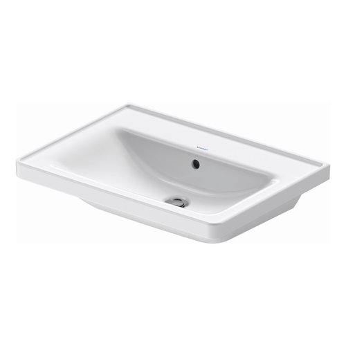 Wastafel Duravit D-Neo Met Rand Overloop Kraanvlak Zonder Kraangat 65 cm Hoogglans Wit 