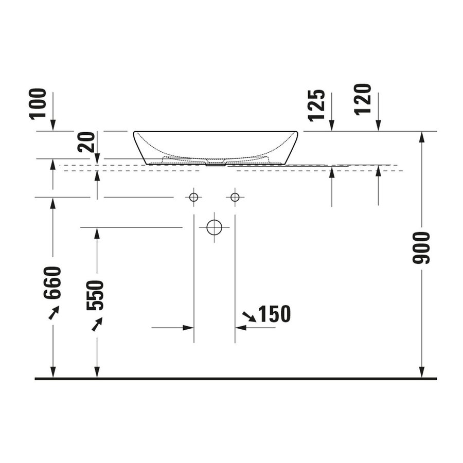 Waskom Duravit D-Neo Opbouw Ovaal 60x40x12.5 cm Hoogglans Wit