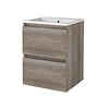 Aquasplash Badmeubelset Aquasplash Salt 50x46cm Greeploos 2 Lades Met Wastafel 1 Kraangat Scotch Oak