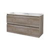 Aquasplash Badmeubelset Aquasplash Salt 120x46cm Greeploos 2 Lades Met Wastafel 2 Kraangaten Scotch Oak