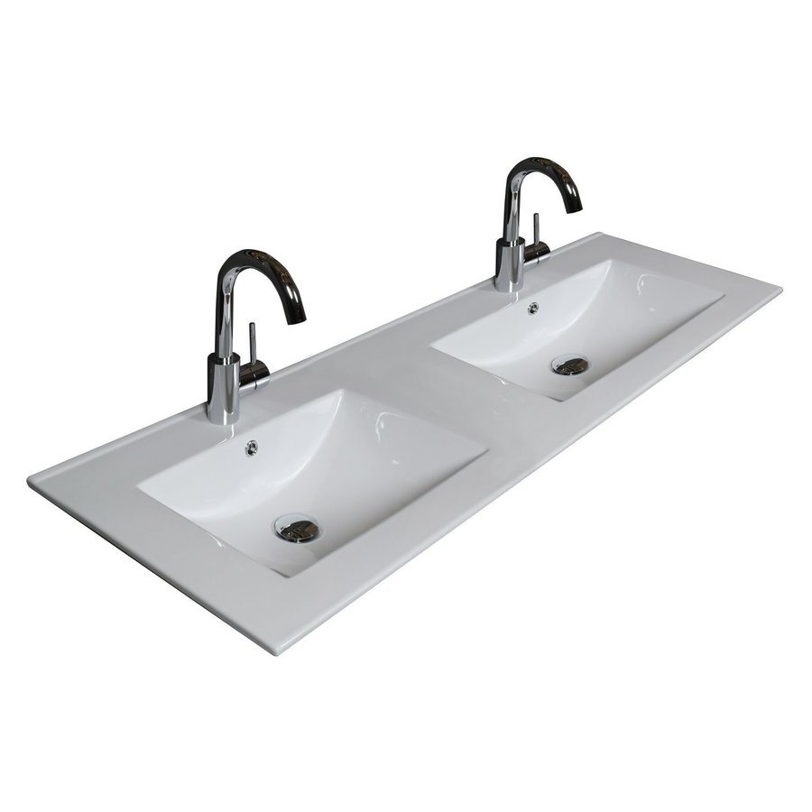 Badmeubelset Aquasplash Salt 120x46cm Greeploos 4 Lades Met Wastafel 2 Kraangaten Ice White