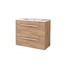 Aquasplash Badmeubelset Aquasplash Salt 80x39cm Met Grepen (Kleurkeuze) 2 Lades Met Wastafel 1 Kraangat Whisky Oak