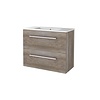 Aquasplash Badmeubelset Aquasplash Salt 80x39cm Met Grepen (Kleurkeuze) 2 Lades Met Wastafel 1 Kraangat Scotch Oak