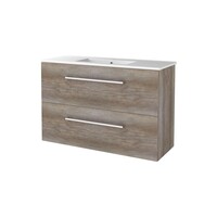 Badmeubelset Aquasplash Salt 100x39cm Met Grepen (Kleurkeuze) 2 Lades Met Wastafel 1 Kraangat Scotch Oak