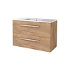 Aquasplash Badmeubelset Aquasplash Salt 100x46cm Met Grepen (Kleurkeuze) 2 Lades Met Wastafel 1 Kraangat Whisky Oak