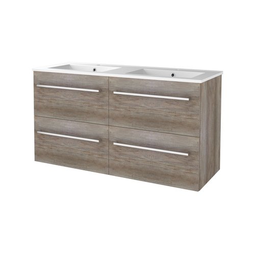 Badmeubelset Aquasplash Salt 120x46cm Met Grepen (Kleurkeuze) 4 Lades Met Wastafel 2 Kraangaten Scotch Oak 