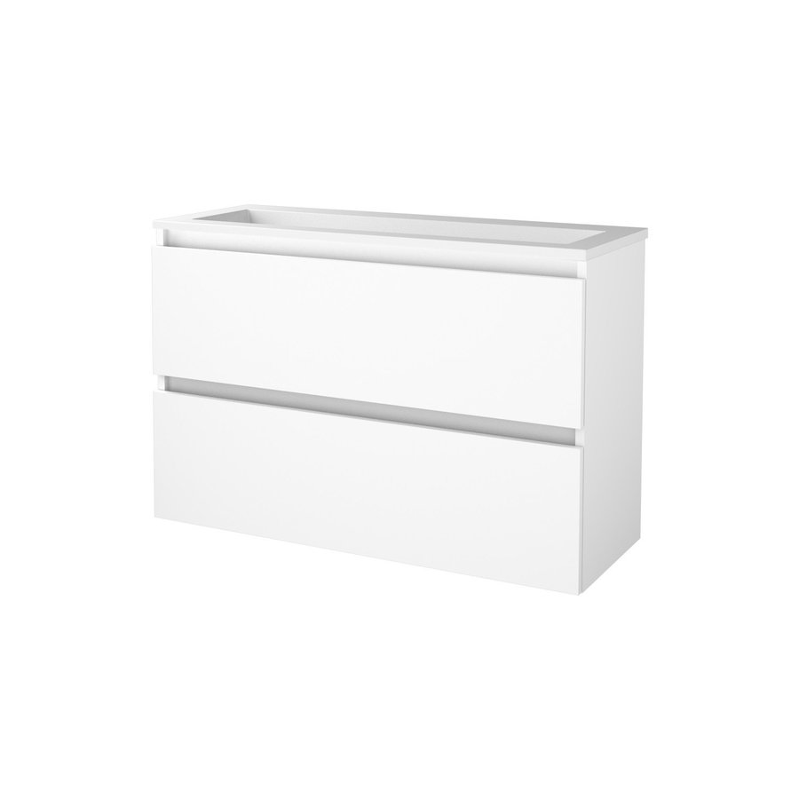 Badmeubelset Aquasplash Salt 100x39cm Greeploos 2 Lades Met Wastafel Acryl Ice White