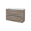 Aquasplash Badmeubelset Aquasplash Salt 100x39cm Greeploos 2 Lades Met Wastafel 2 Kraangaten Scotch Oak