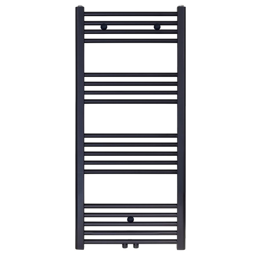 Designradiator Nile Gobi 120x40cm Geborsteld Mat Zwart midden/zij-aansluiting