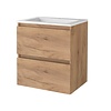 Aquasplash Badmeubelset Aquasplash Salt 60x46cm Greeploos 2 Lades Met Wastafel Acryl 1 Kraangat Whisky Oak
