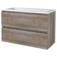 Badmeubelset Aquasplash Salt 100x46cm Greeploos 2 Lades Met Wastafel Acryl Scotch Oak