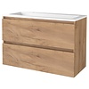 Badmeubelset Aquasplash Salt 100x46cm Greeploos 2 Lades Met Wastafel Acryl 2 Kraangaten Whisky Oak