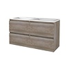 Aquasplash Badmeubelset Aquasplash Salt 120x46cm Greeploos 4 Lades Met Wastafel Acryl 2 Kraangaten Scotch Oak