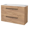 Aquasplash Badmeubelset Aquasplash Salt 100x39cm Met Grepen (Kleurkeuze) 2 Lades Met Wastafel Acryl 1 Kraangat Whisky Oak