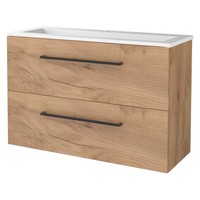 Badmeubelset Aquasplash Salt 100x39cm Met Grepen (Kleurkeuze) 2 Lades Met Wastafel Acryl 1 Kraangat Whisky Oak