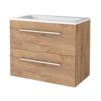Badmeubelset Aquasplash Salt 80x46cm Met Grepen (Kleurkeuze) 2 Lades Met Wastafel Acryl 1 Kraangat Whisky Oak