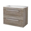 Aquasplash Badmeubelset Aquasplash Salt 80x46cm Met Grepen (Kleurkeuze) 2 Lades Met Wastafel Acryl 1 Kraangat Scotch Oak
