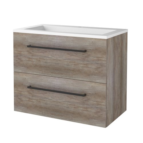 Badmeubelset Aquasplash Salt 100x46cm Met Grepen (Kleurkeuze) 2 Lades Met Wastafel Acryl Scotch Oak 