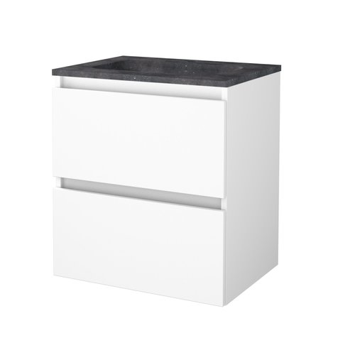 Badmeubelset Aquasplash Salt 60x46cm Greeploos 2 Lades Met Wastafel Hardsteen 1 Kraangat Ice White 