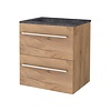 Aquasplash Badmeubelset Aquasplash Salt 60x46cm Met Grepen (Kleurkeuze) 2 Lades Met Wastafel Hardsteen 1 Kraangat Whisky Oak
