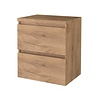 Aquasplash Badmeubelset Aquasplash Salt 60x46cm Greeploos 2 Lades Met Afdekplaat Whisky Oak