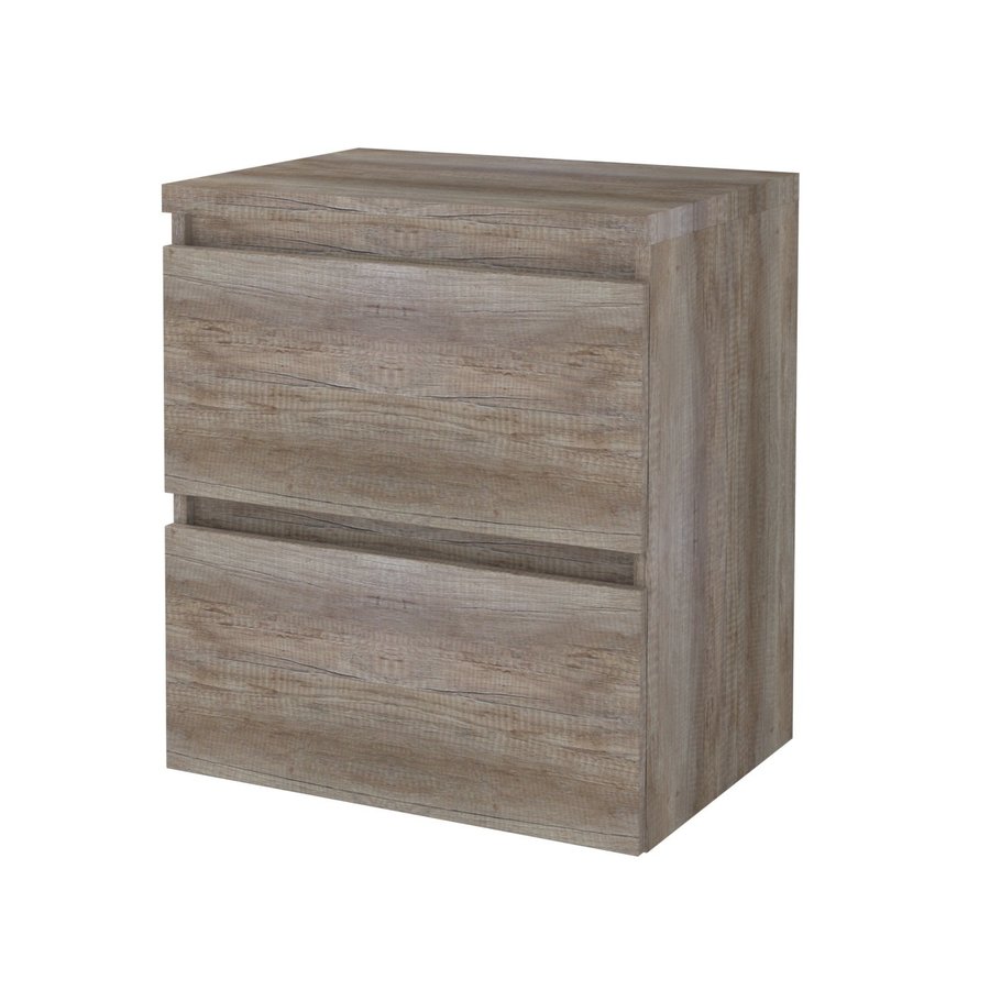 Badmeubelset Aquasplash Salt 60x46cm Greeploos 2 Lades Met Afdekplaat Scotch Oak