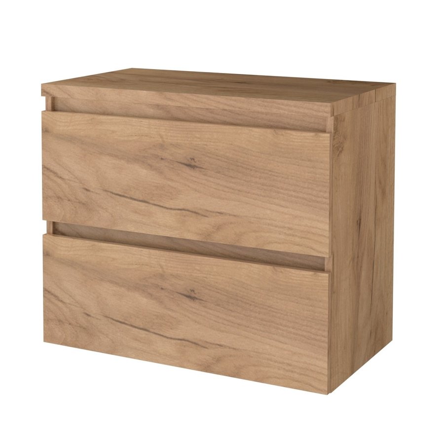 Badmeubelset Aquasplash Salt 80x46cm Greeploos 2 Lades Met Afdekplaat Whisky Oak