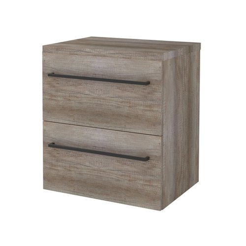 Badmeubelset Aquasplash Salt 60x46cm Met Grepen (Kleurkeuze) 2 Lades Met Afdekplaat Scotch Oak 