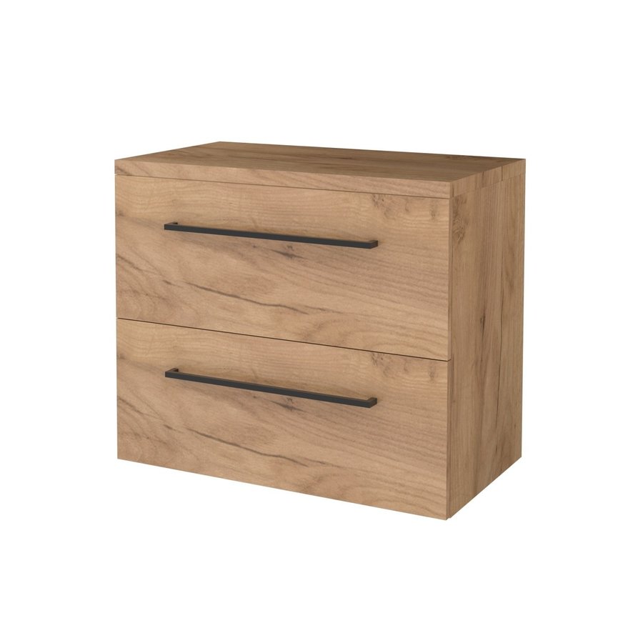 Badmeubelset Aquasplash Salt 80x46cm Met Grepen (Kleurkeuze) 2 Lades Met Afdekplaat Whisky Oak