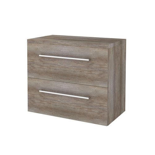 Badmeubelset Aquasplash Salt 80x46cm Met Grepen (Kleurkeuze) 2 Lades Met Afdekplaat Scotch Oak 