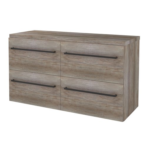 Badmeubelset Aquasplash Salt 120x46cm Met Grepen (Kleurkeuze) 4 Lades Met Afdekplaat Scotch Oak 