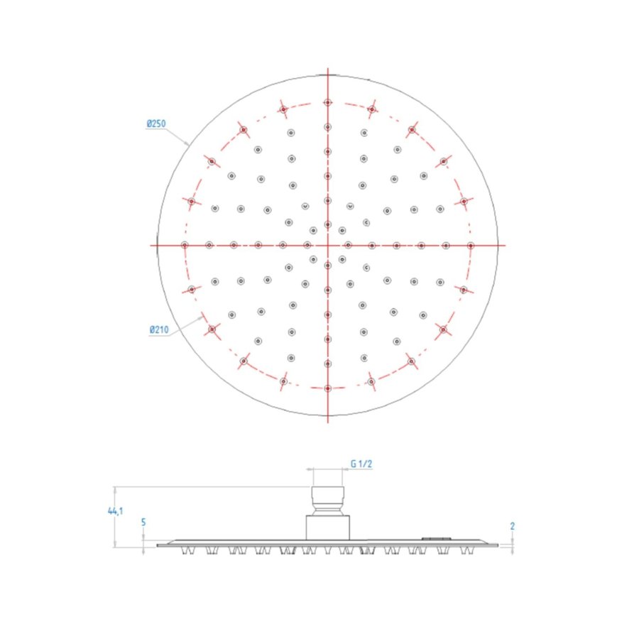 Hoofddouche Salenzi Giro Ultra Dun 25cm Mat Zwart