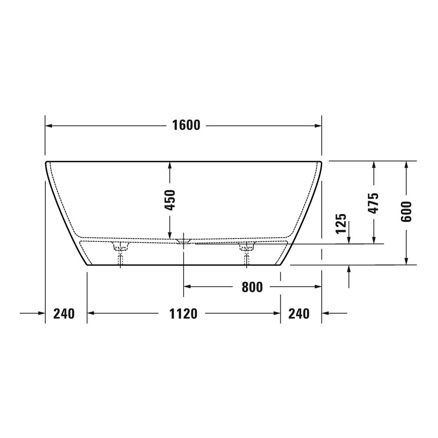 Vrijstaand Ligbad Duravit D-Neo 160x75x60 cm Zonder Overloop Mat Wit